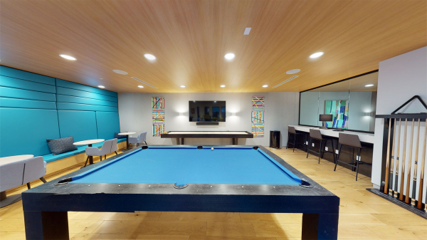 A pool table and shuffle board table