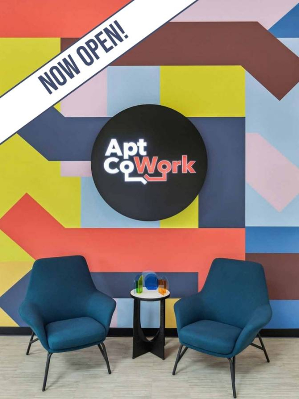 Now Open banner for Apt CoWork