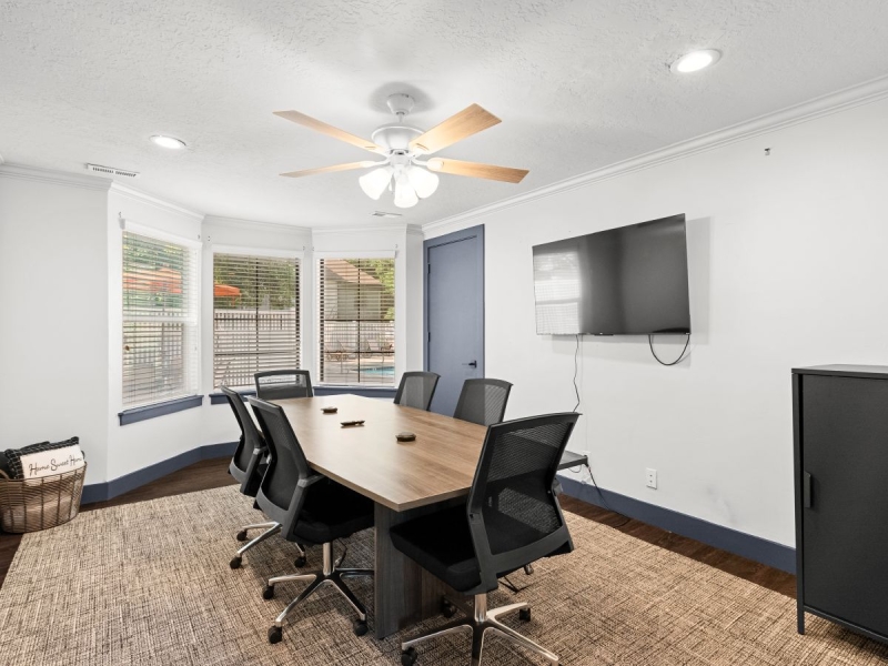 Host meetings or brainstorm big ideas in the private conference room, equipped for team productivity.