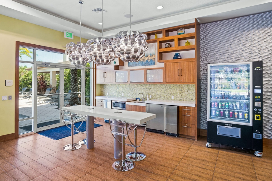 Keep your workday on track with essentials like a microwave, mini fridge, and vending machine.