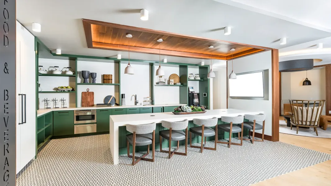 A community kitchen in a shared workspace.