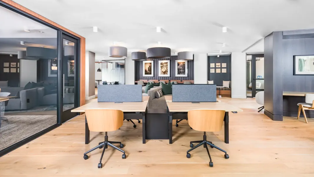 A sit/stand desk with in-table power. 